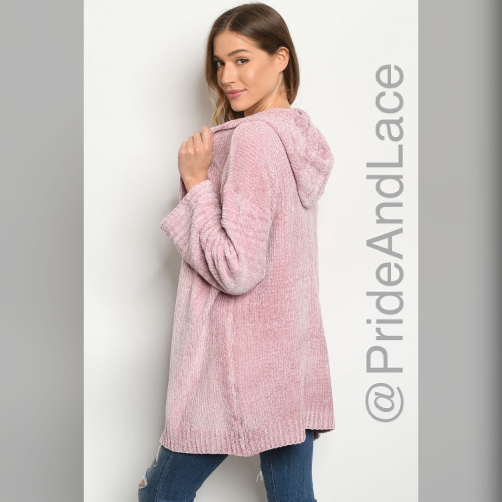 LAST 1️⃣ 🌸Blush Chenille Hooded Cardigan🌸 - Picture 2 of 3